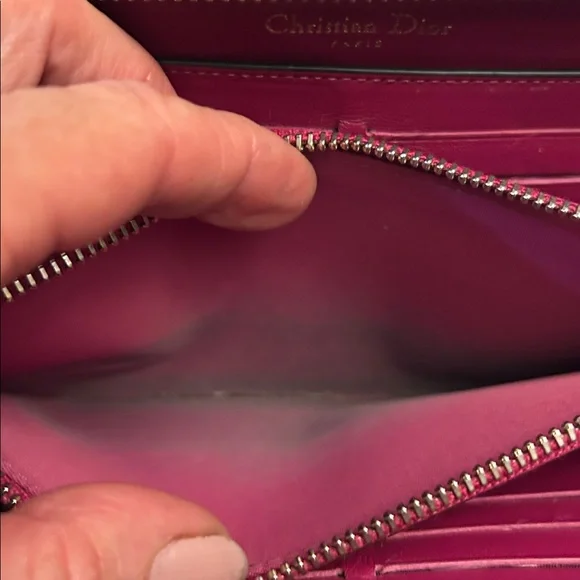 Christian Dior black and raspberry leather long zip around wallet with charms - Picture 12 of 17